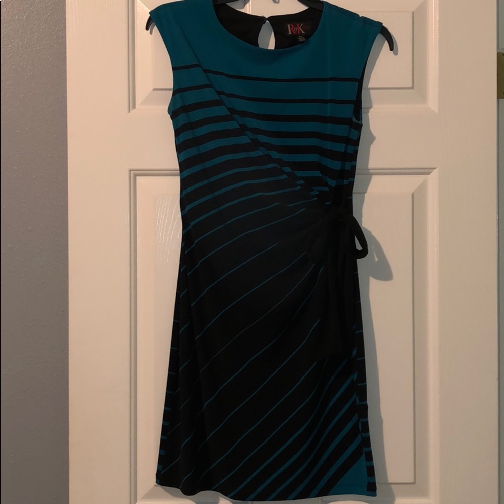 R&K Originals | Sleeveless Striped Dress Teal PS
